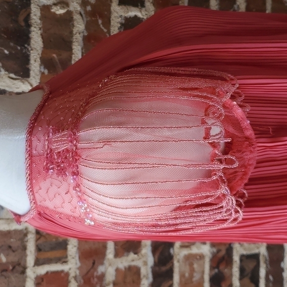 SHALALA Coral Semi-formal Pleated Tier Layered Dress Size Small - Picture 3 of 4